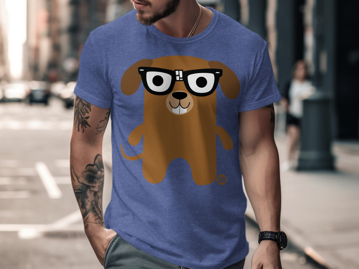 Cute Cartoon Dog with Glasses Graphic Tee