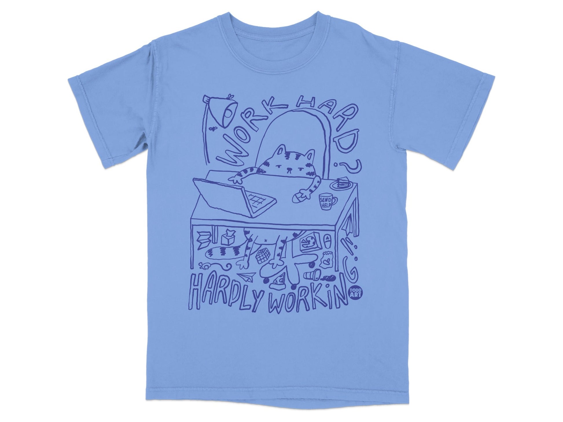 Work Hard Hardly Workin Funny Cat Design T-Shirt