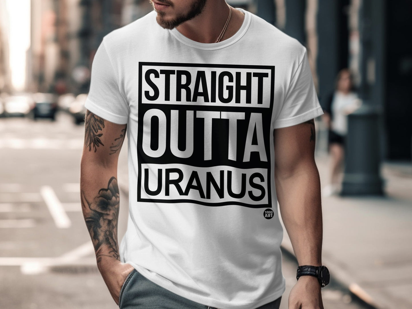 Straight Outta Uranus Funny Graphic T-Shirt