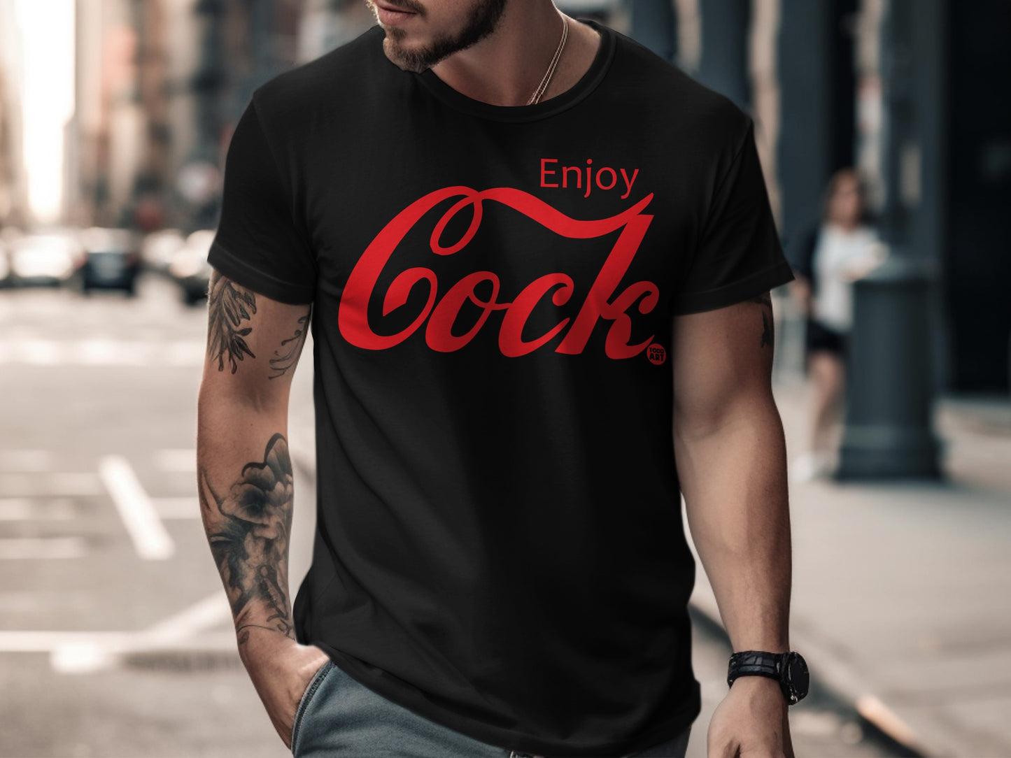 Enjoy Cock Funny Red Lettering T-Shirt Design