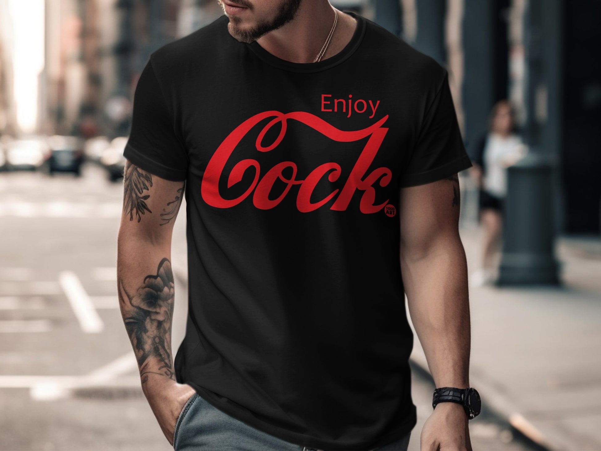 Enjoy Cock Funny Red Lettering T-Shirt Design