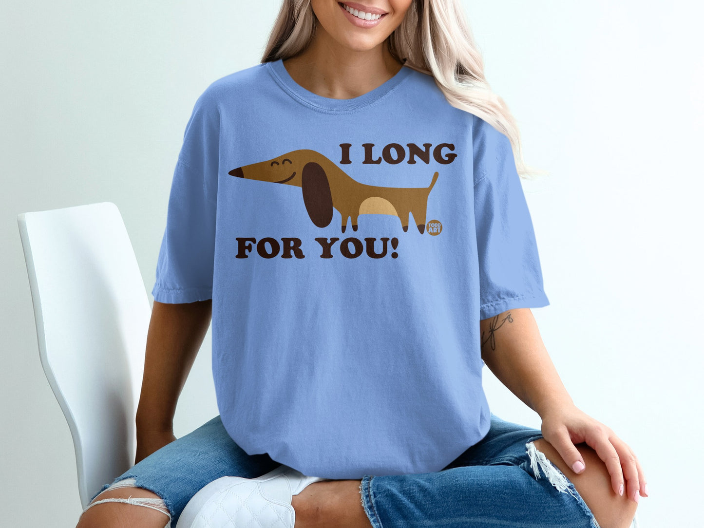 I Long For You! Cute Cartoon Dog Graphic T-Shirt