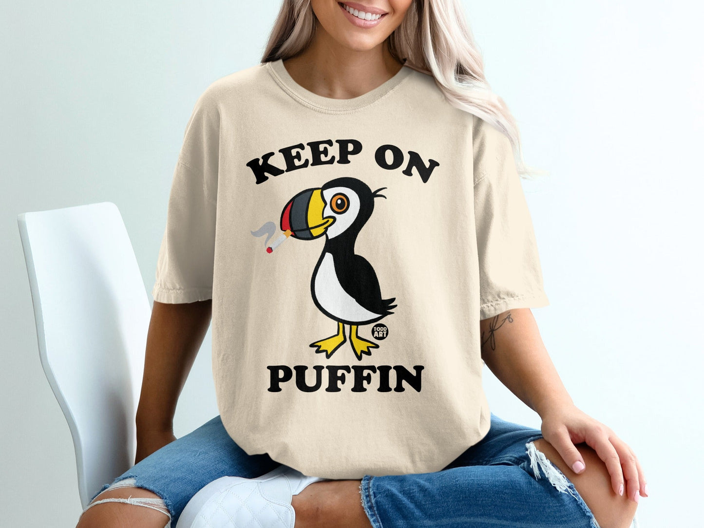 Keep On Puffin Cartoon Graphic Unisex T-Shirt
