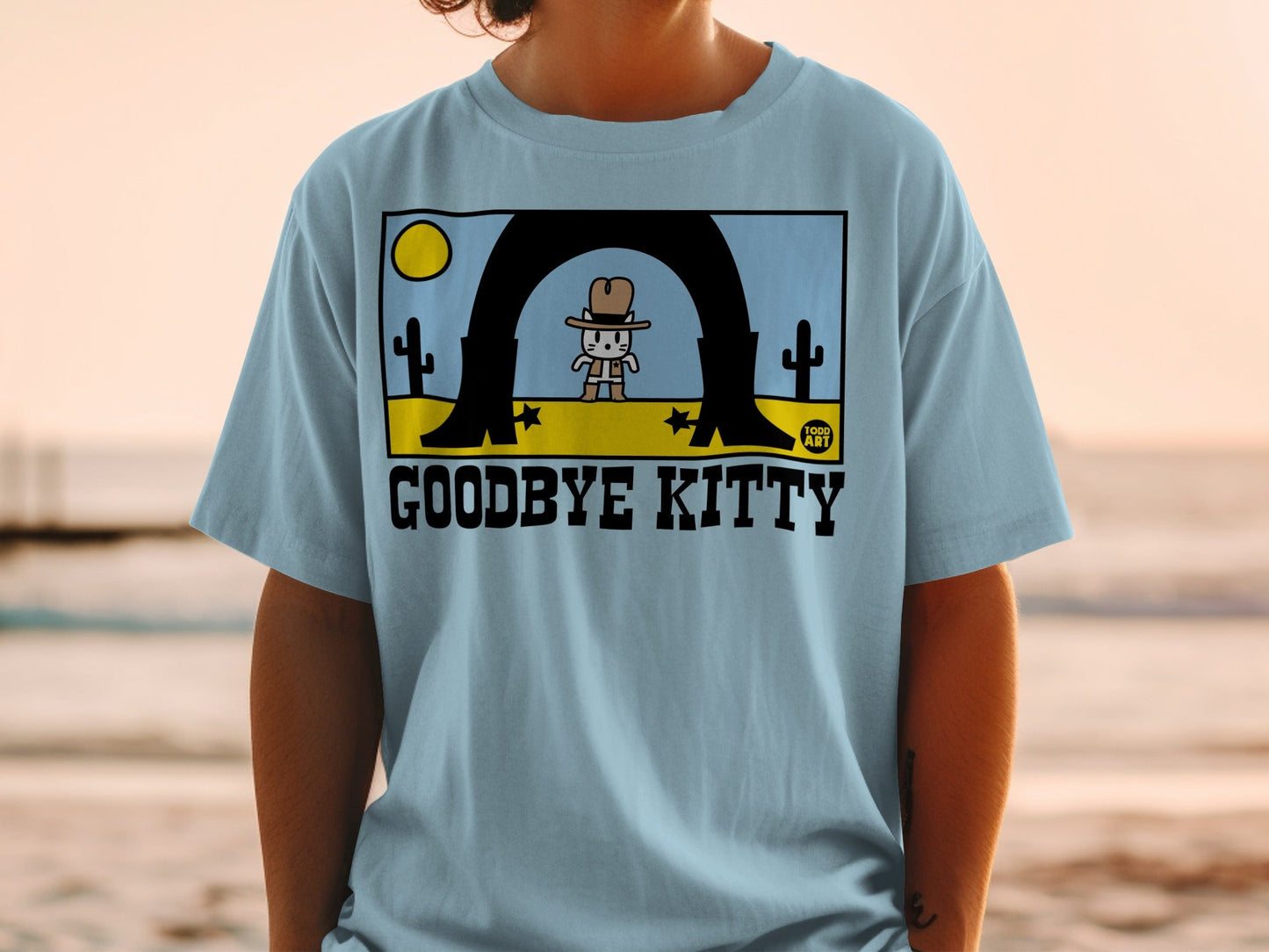 Goodbye Kitty Western Themed Graphic T-Shirt