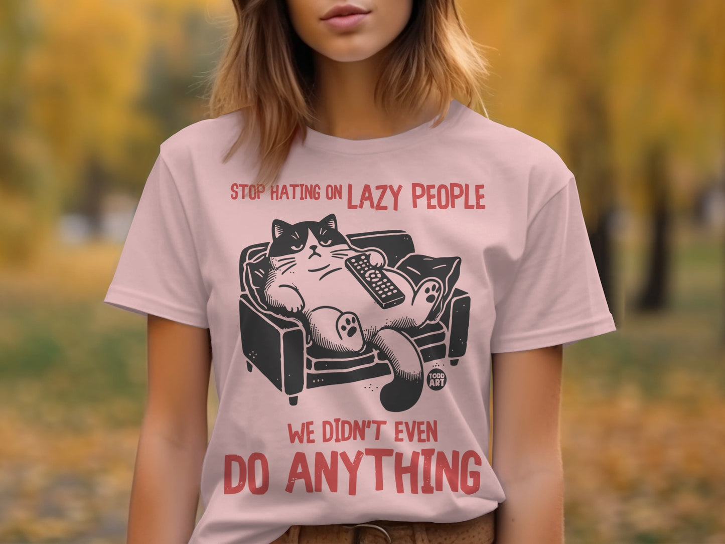 Stop Hating on Lazy People Cat Graphic Tee