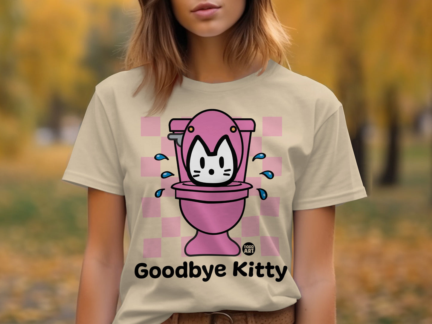 Goodbye Kitty Toilet Cartoon T-Shirt Product