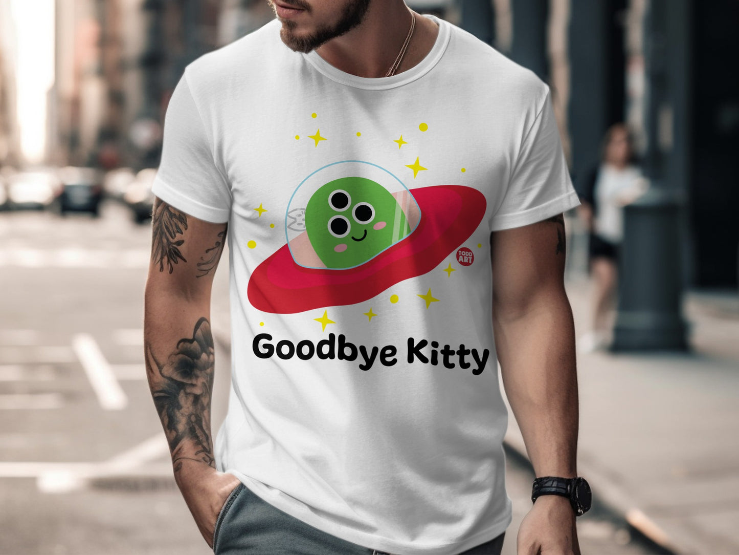 Goodbye Kitty Alien Spaceship Graphic T-Shirt