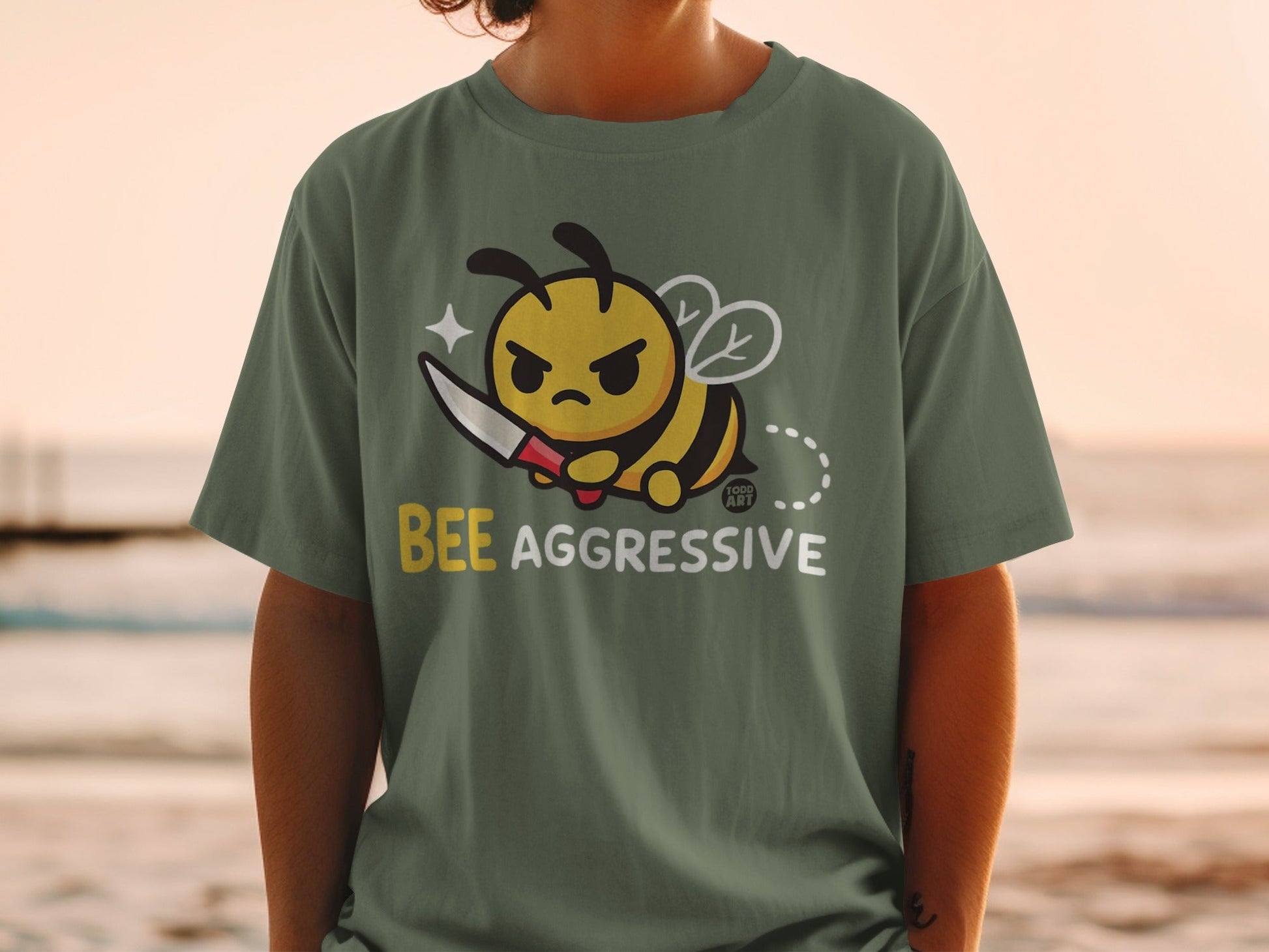 Bee Aggressive Cute Cartoon Shirt for Adults
