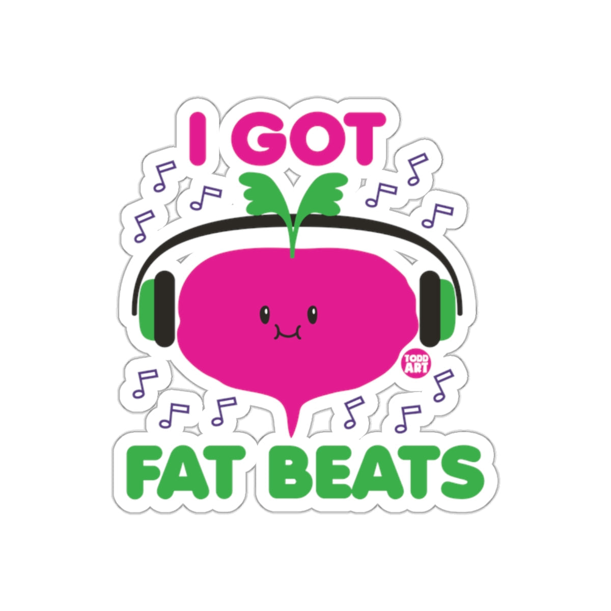 I Got Fat Beats Cute Headphones Music Sticker