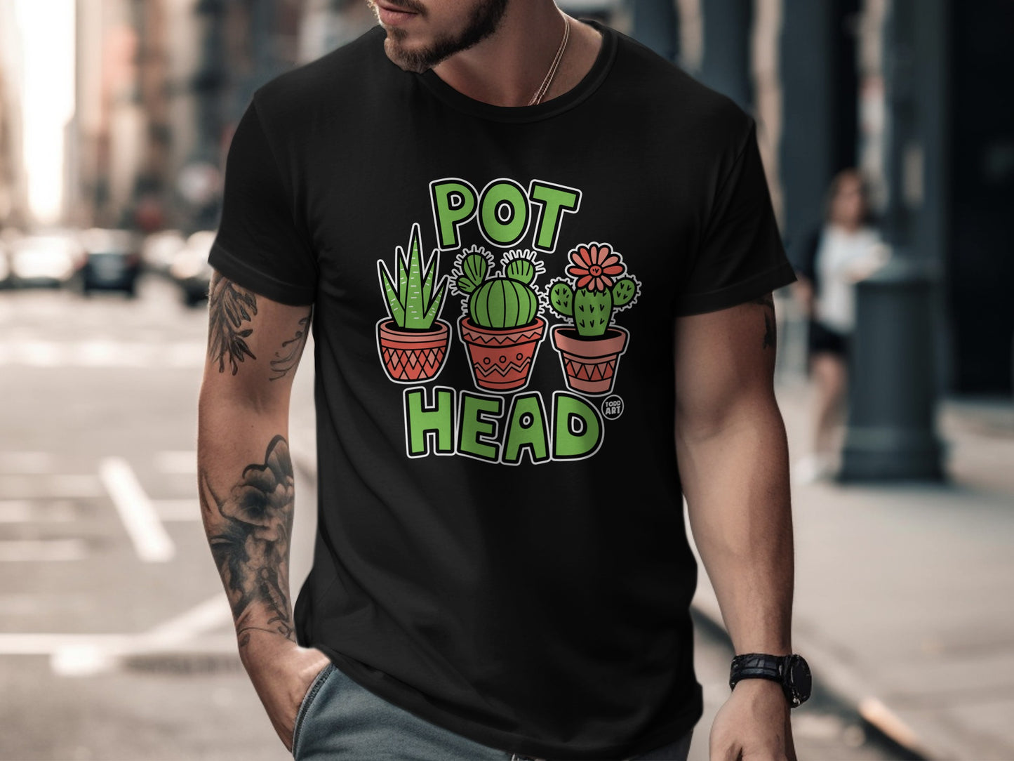 Pot Head Graphic Cactus Plant T-shirt Funny Top