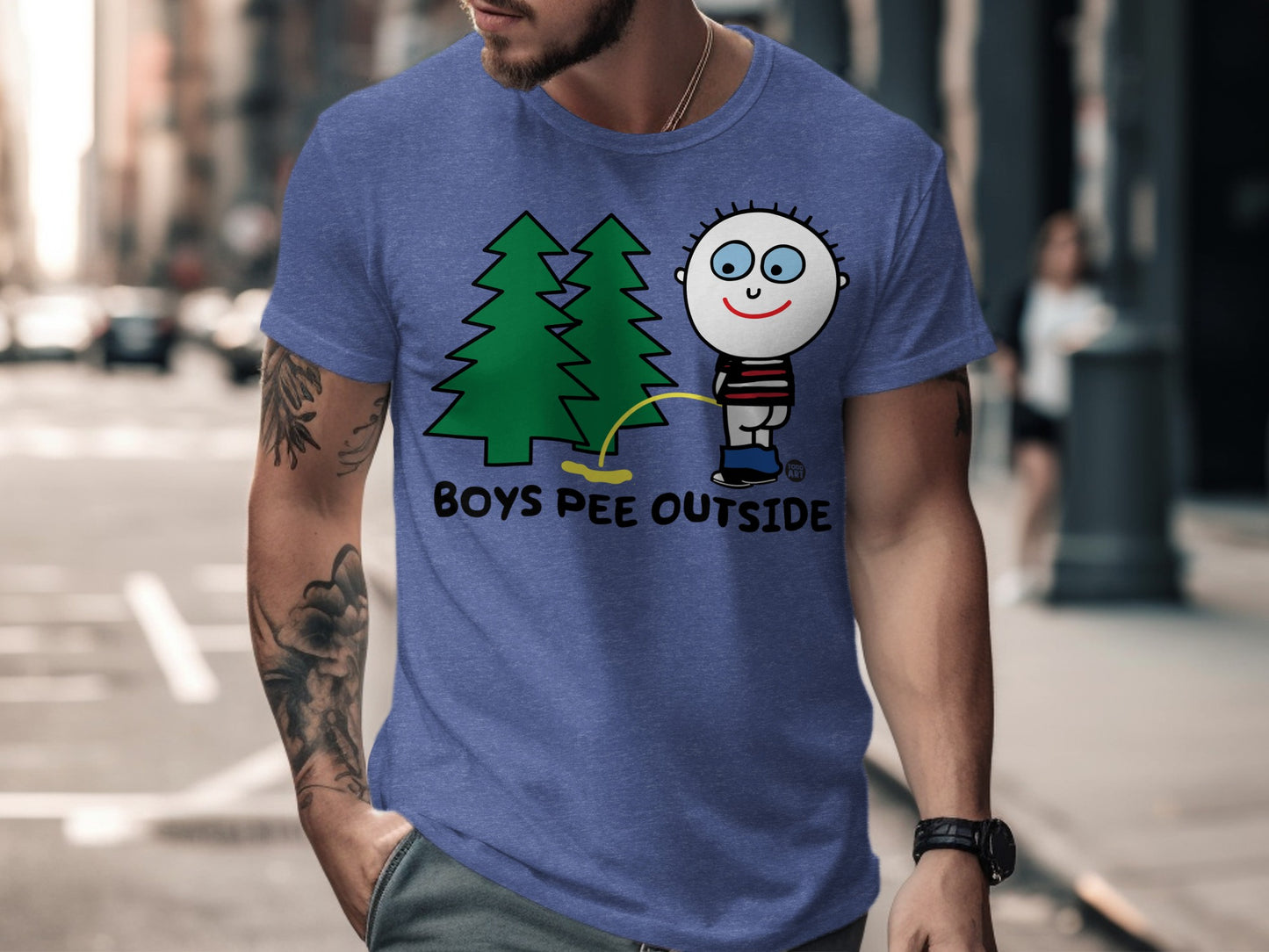 Boys Pee Outside Funny Graphic T-Shirt