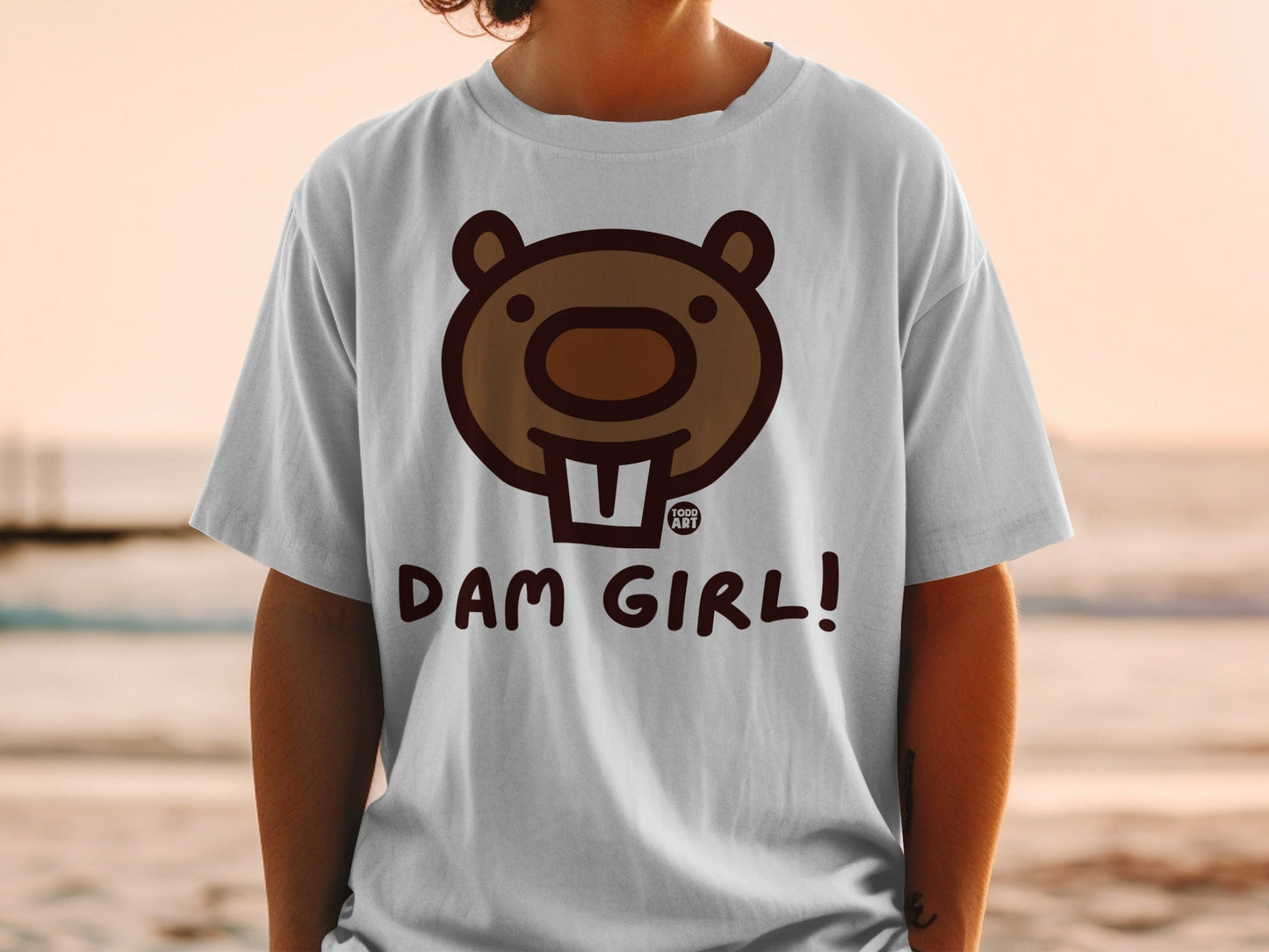 Dam Girl Cute Bear Face Graphic Todd Art T-shirt