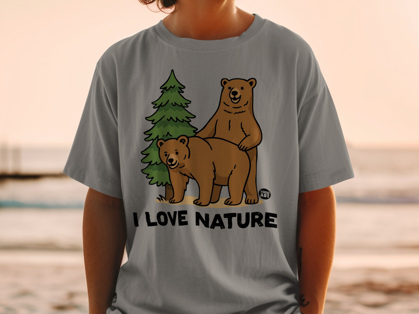 I Love Nature Graphic Bears Design T-Shirt