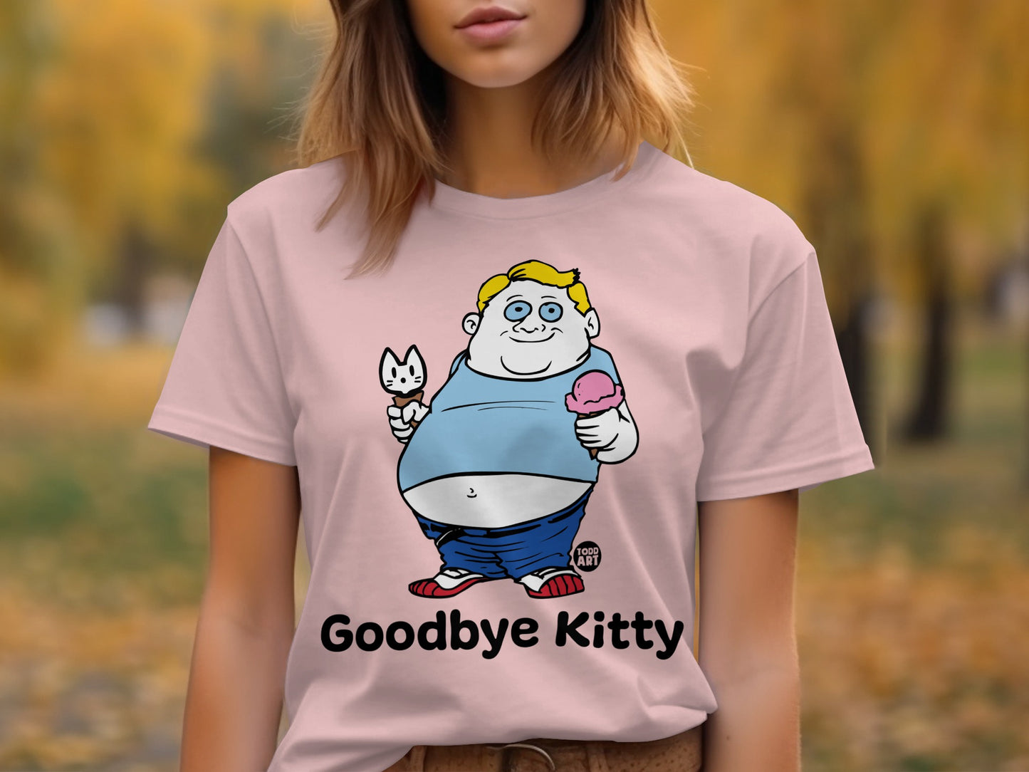 Goodbye Kitty Funny Print Casual Tee for Everyday Wear