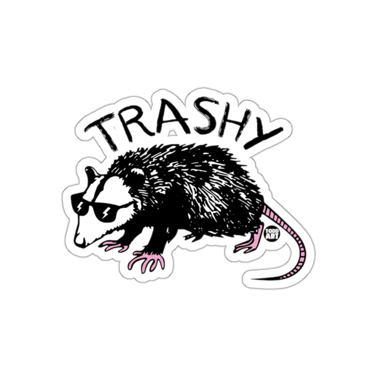 TRASHY Cool Opossum Artwork Fun Graphic Art Decal sticker