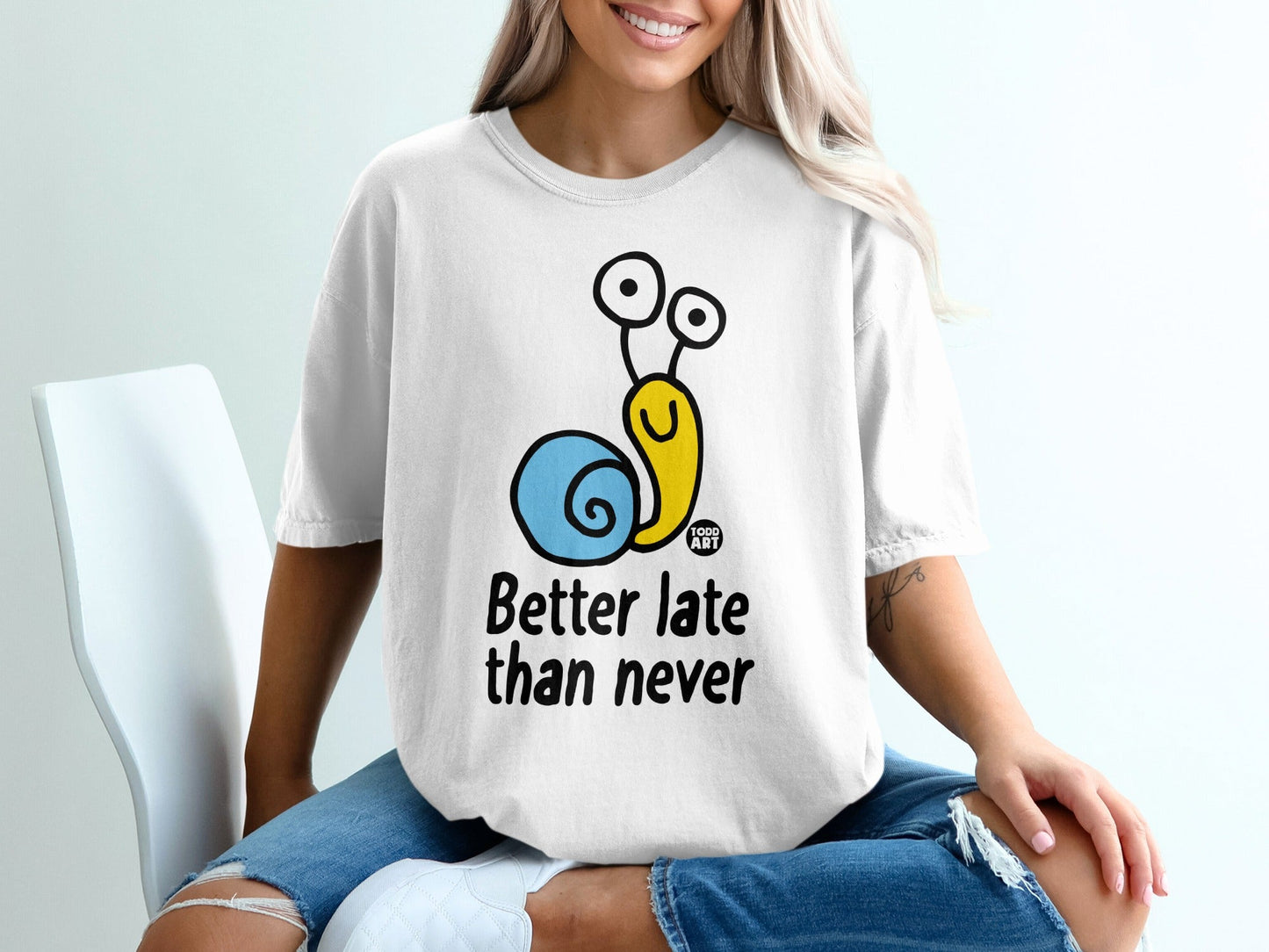 Better Late Than Never Snail Graphic Print T-Shirt