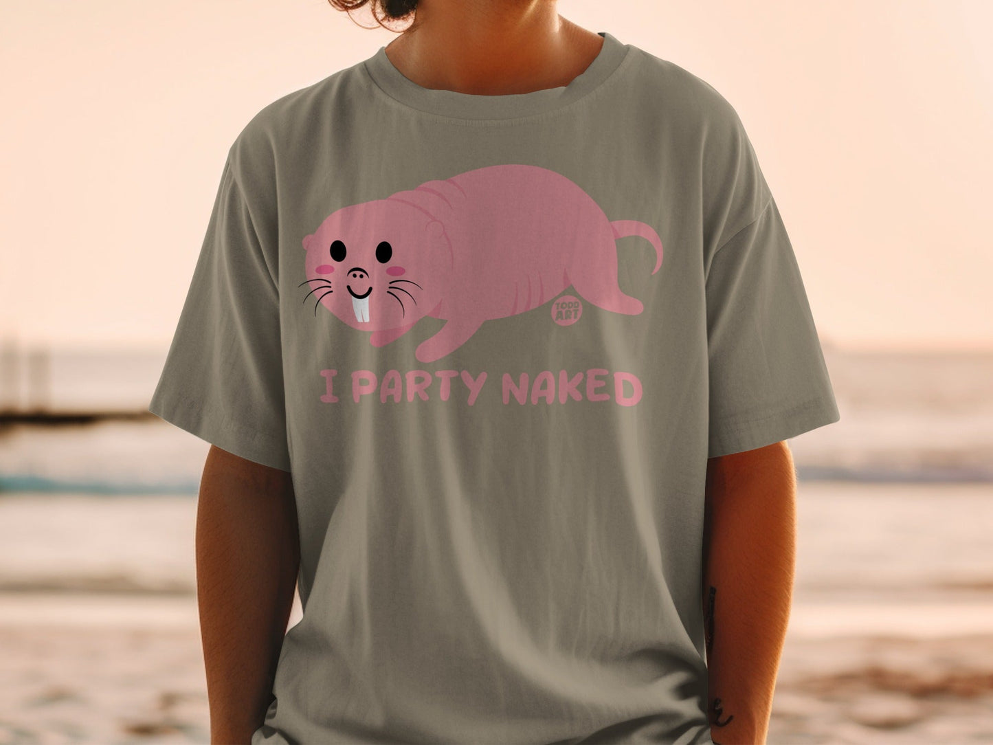 Funny 'I Party Naked' Naked Mole Rat T-Shirt