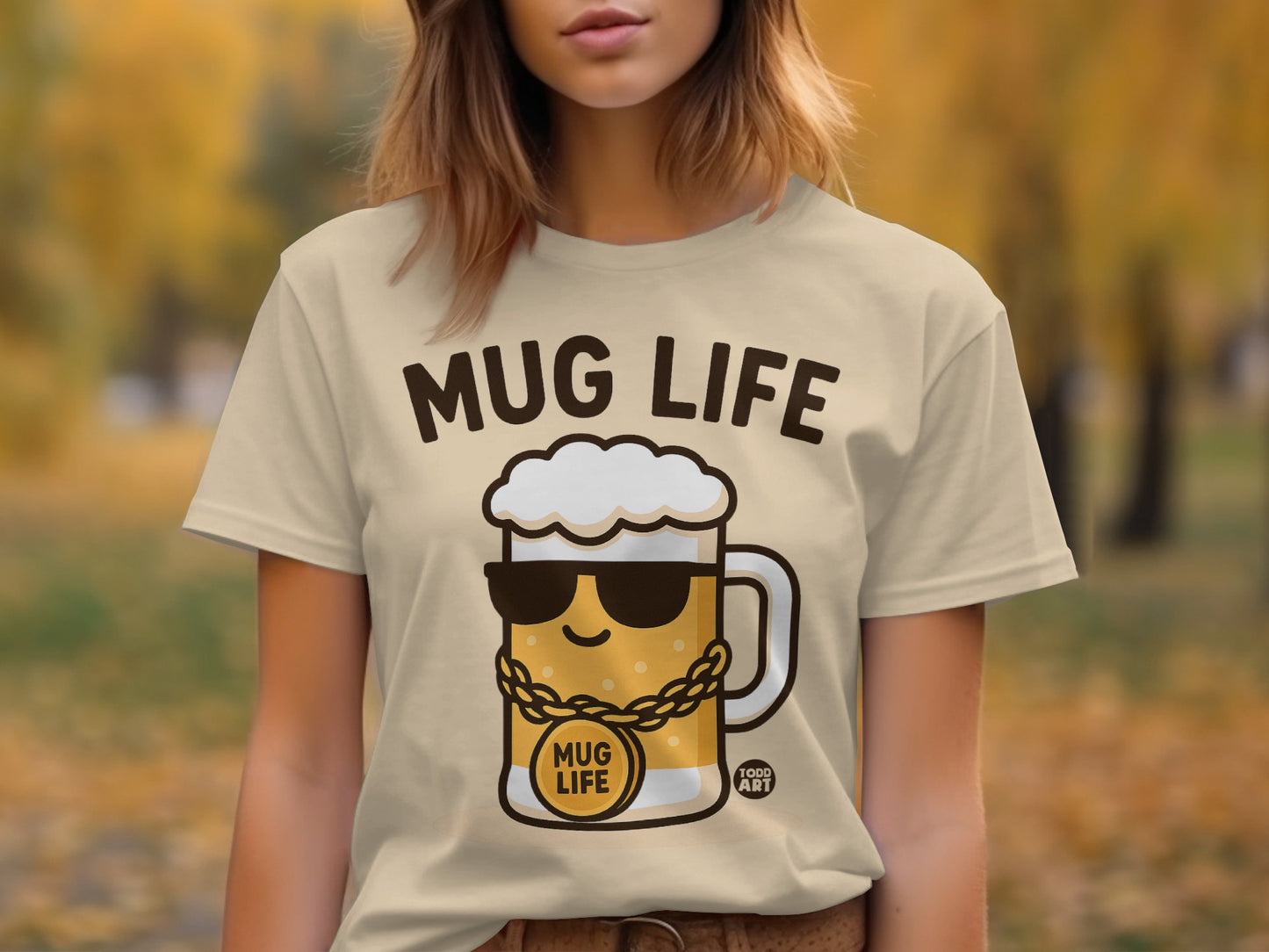 Mug Life Graphic Tee with Beer Mug Illustration Shirt