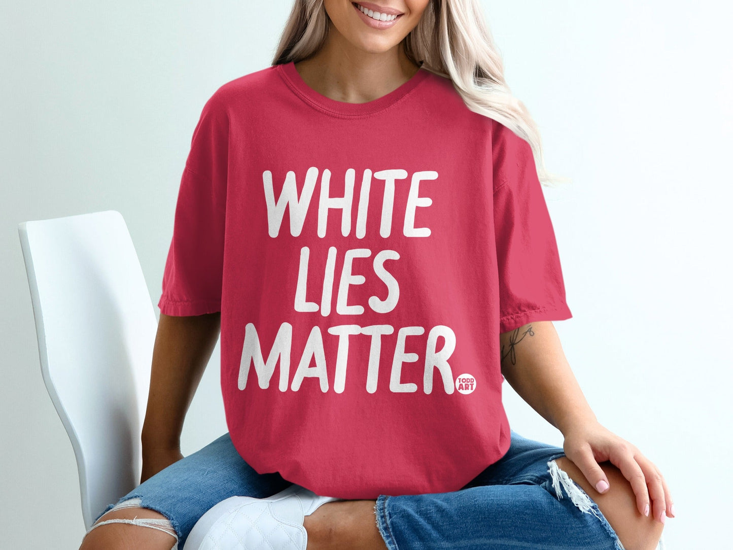 White Lies Matter graphic slogan oversized shirt