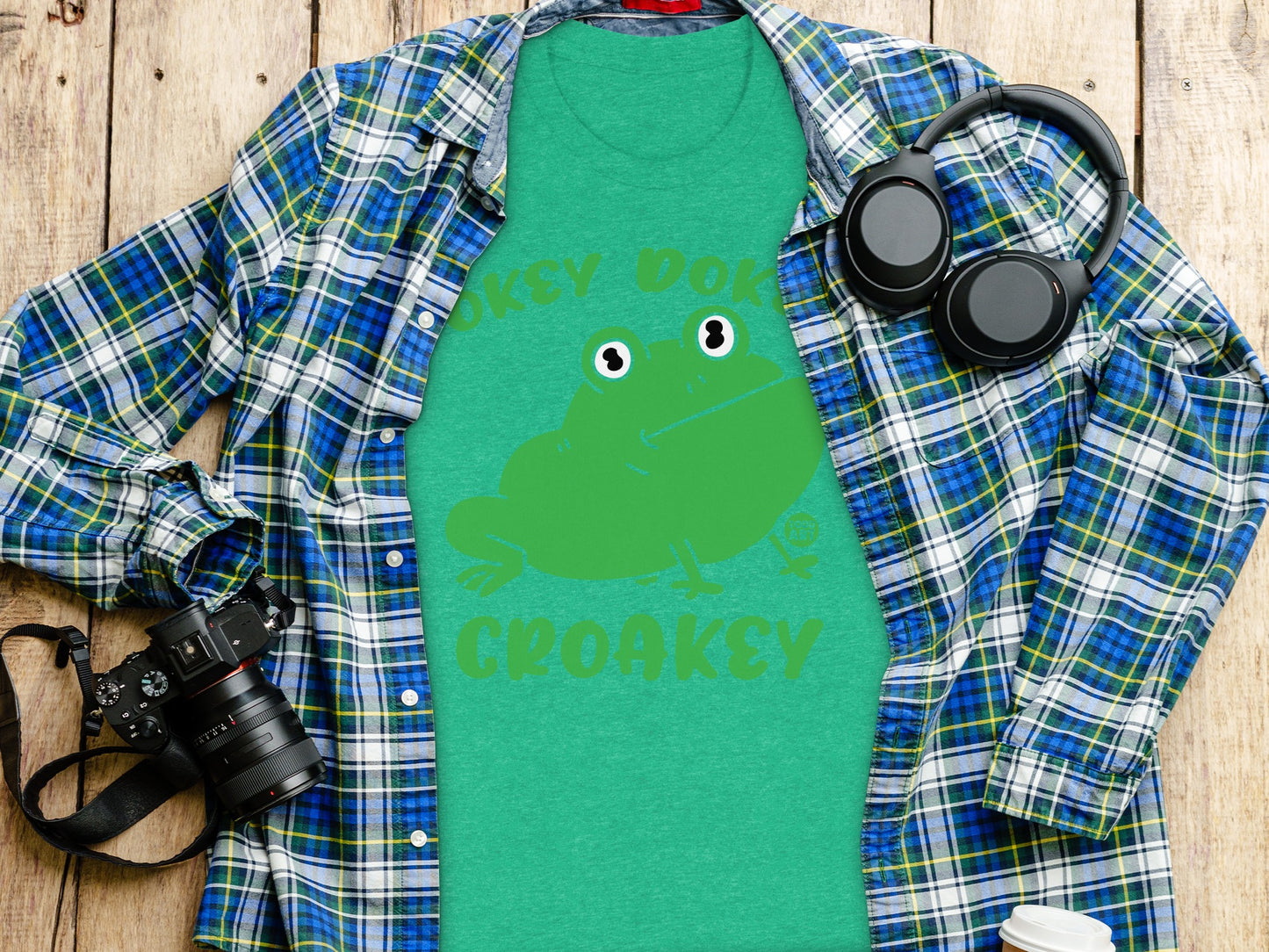 Okey Dokey Croakey Green Frog Graphic Shirt product