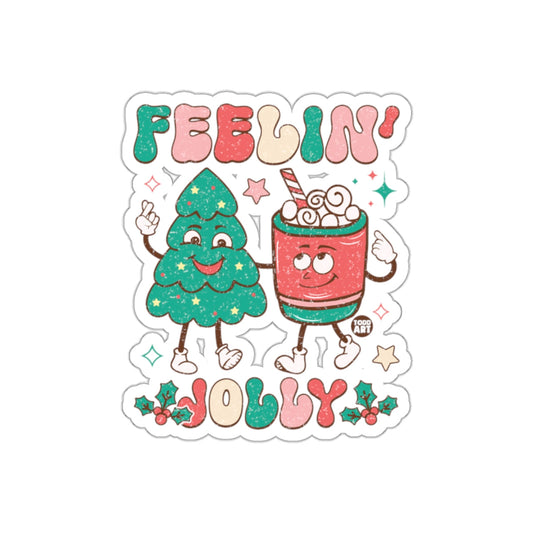 Feelin' Jolly Christmas Tree and Drink Design Sticker