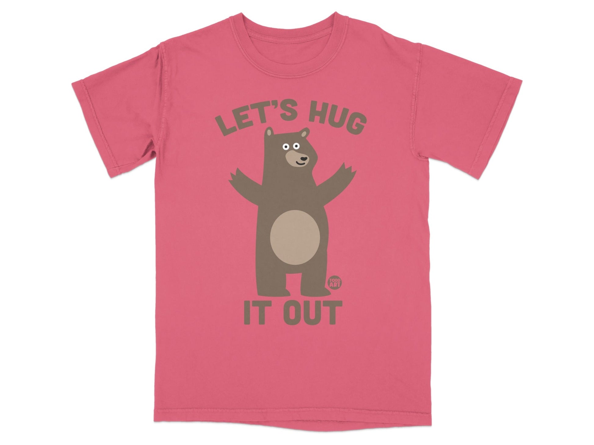 Let's Hug it Out Bear Graphic Pink T-Shirt Product