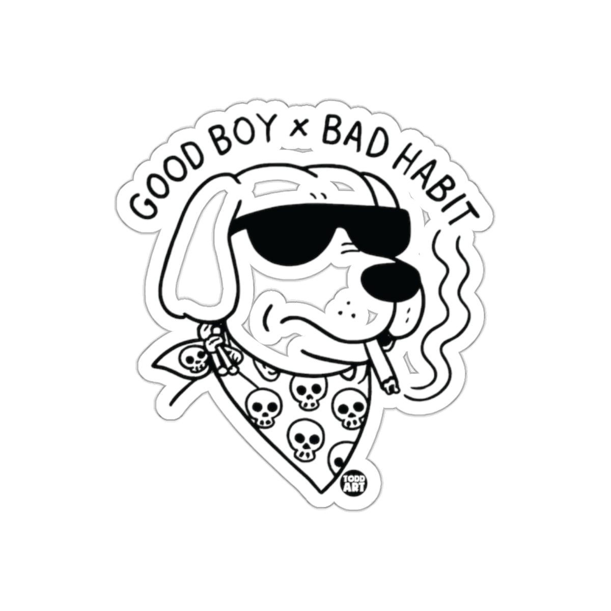 Cool Dog Sticker with Sunglasses and Bandana Accessory