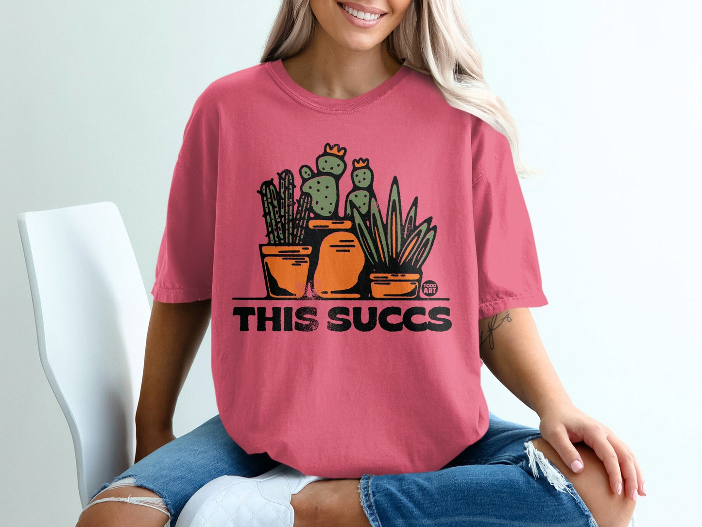 Cute Colorful 'This Succes' Cactus Potted Plants T-Shirt