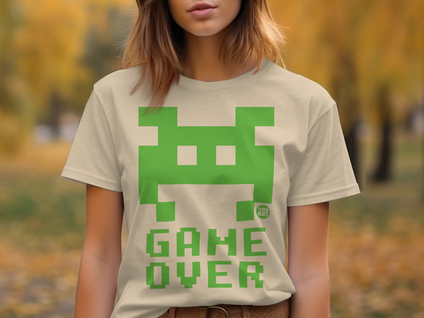 Retro Green Alien Arcade Game Over T-Shirt