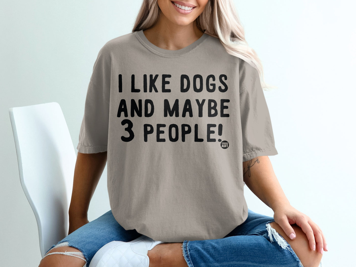 I Like Dogs and Maybe 3 People Funny Graphic Tee