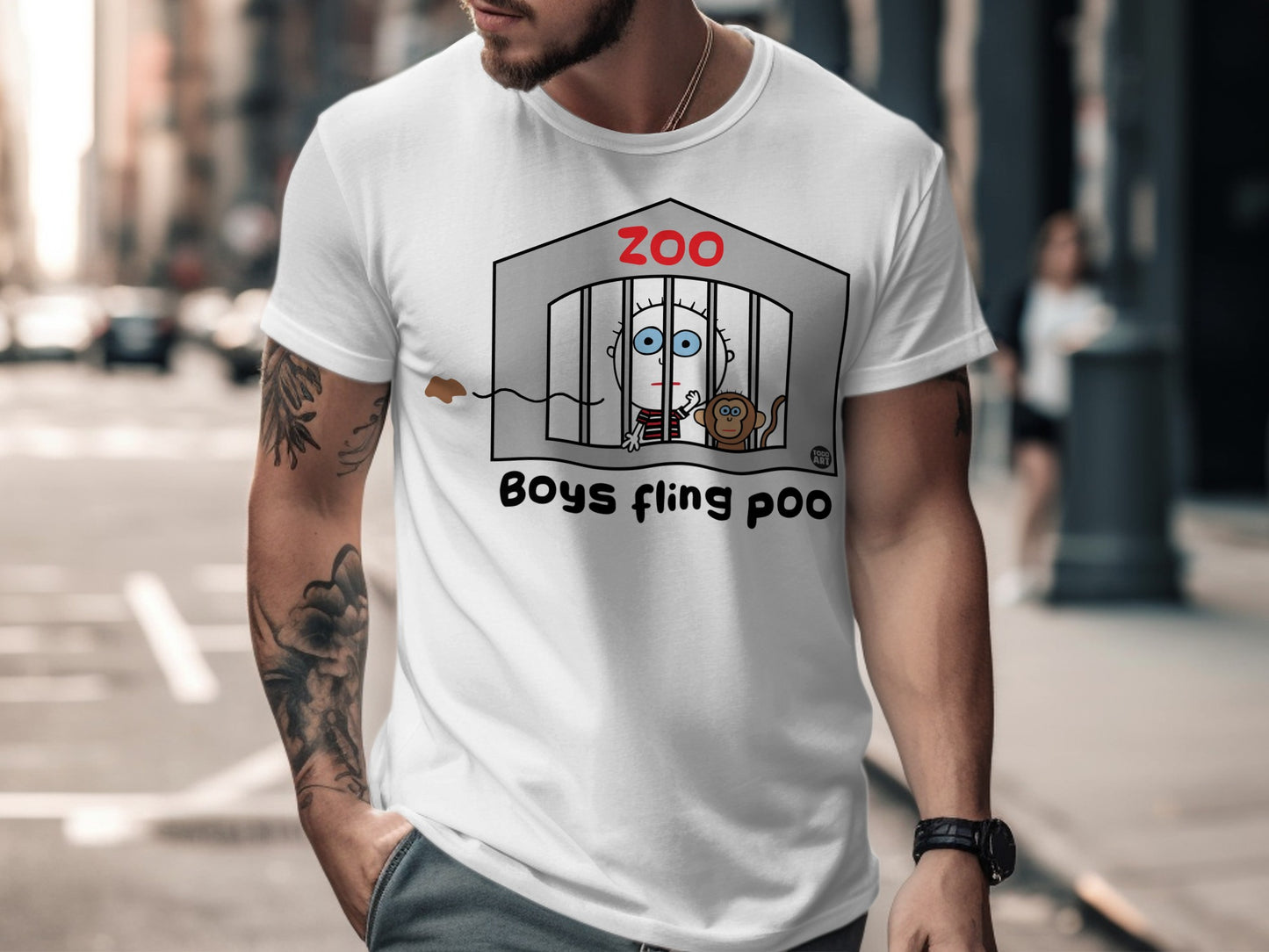 Creative Zoo Boys Fling Poo Graphic T-Shirt