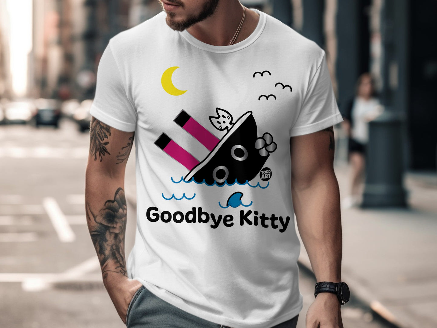 Goodbye Kitty Design T-Shirt for Casual Wear