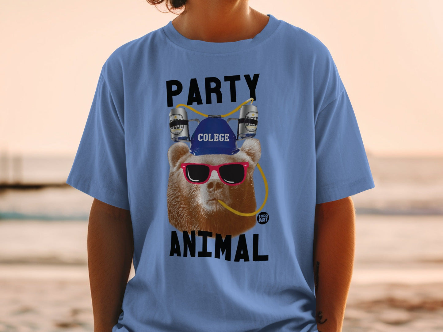 Fun Party Animal College Theme Graphic T-Shirt