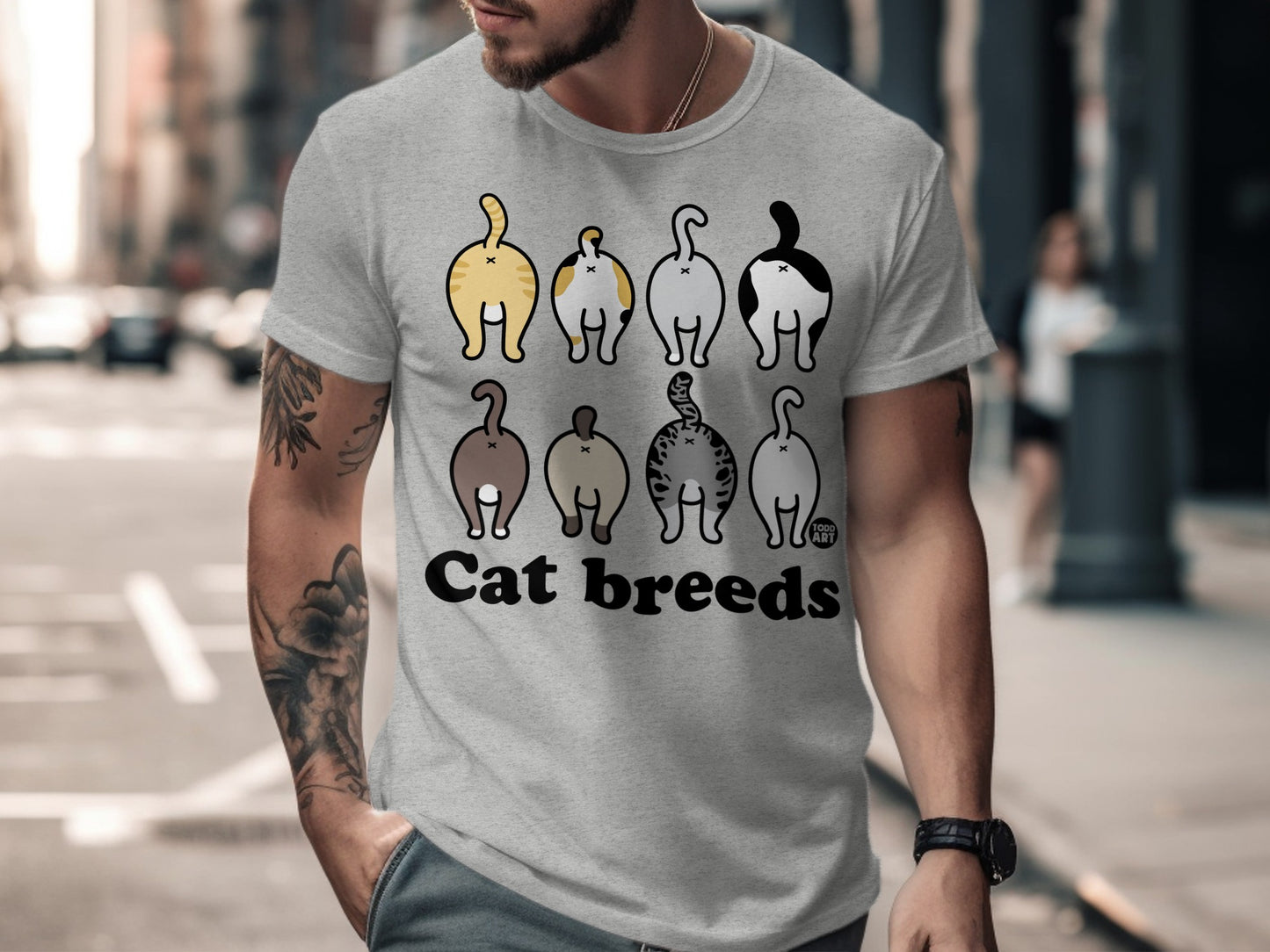 Cat Breeds Cute Cartoon Design Graphic T-Shirt