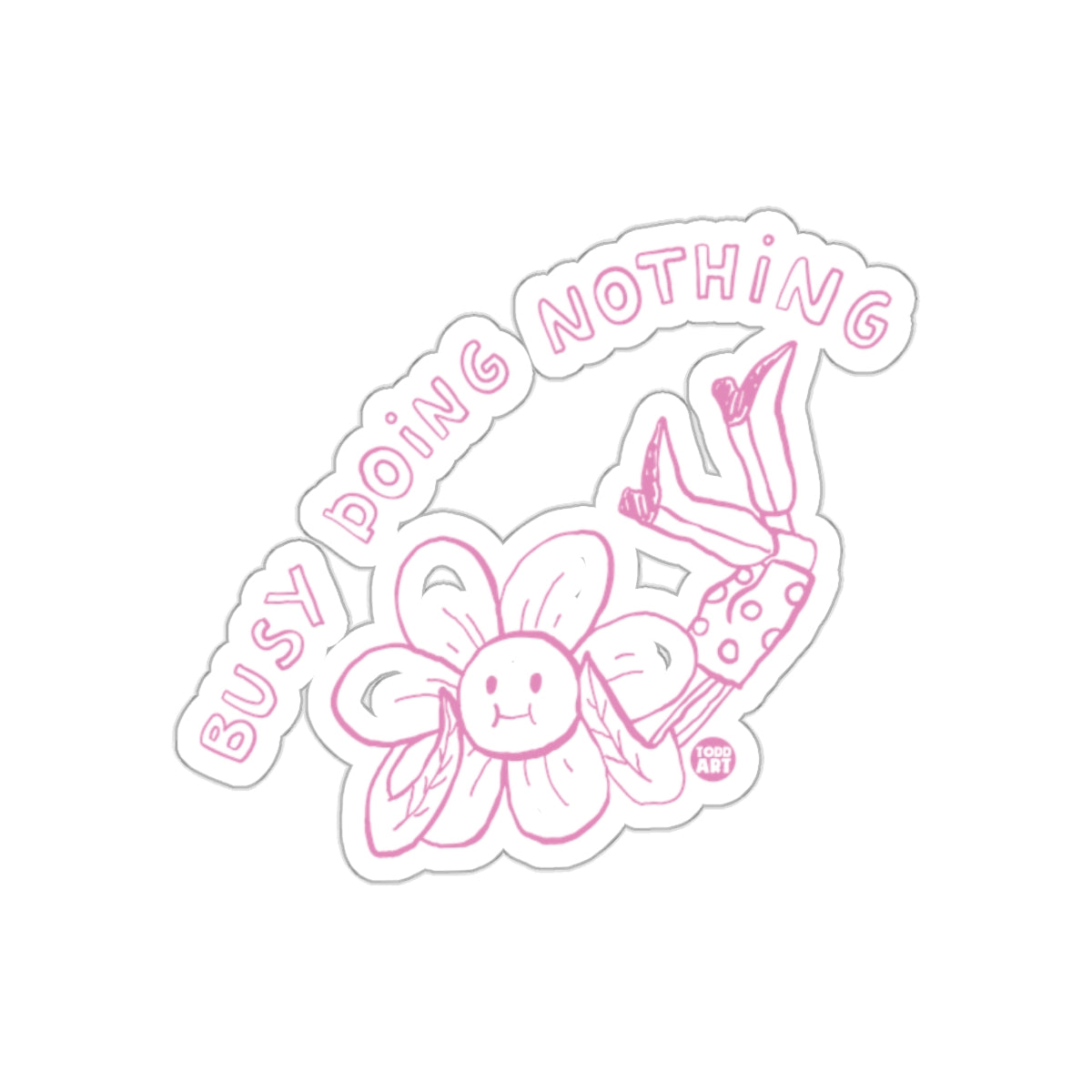 Busy Doing Nothing Flower With Person Doodle Art sticker