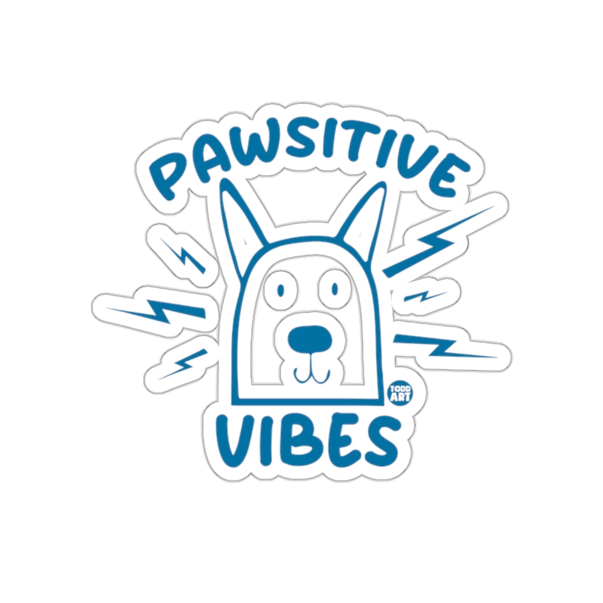 Pawsitive Vibes Dog With Lightning Bolts Sticker