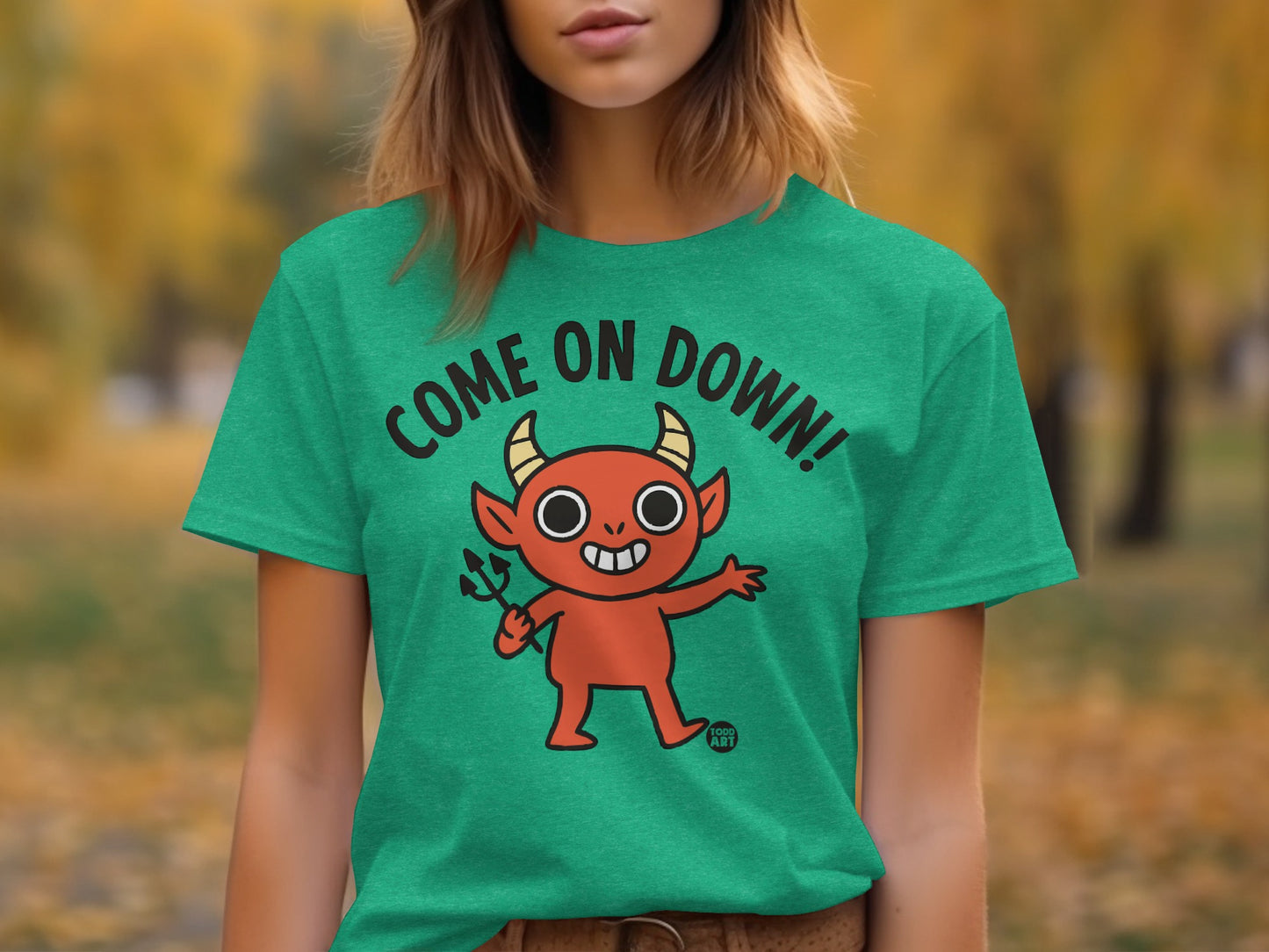 Come On Down Cute Cartoon Devil Graphic T-Shirt