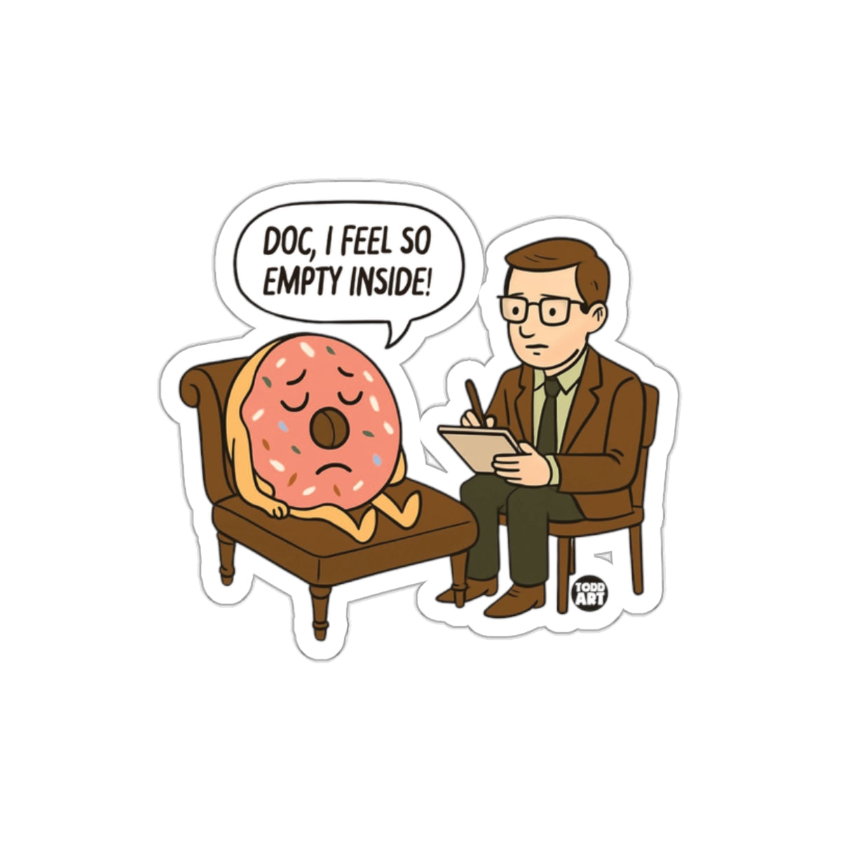 Funny Therapist Donut Feeling Empty Inside Sticker