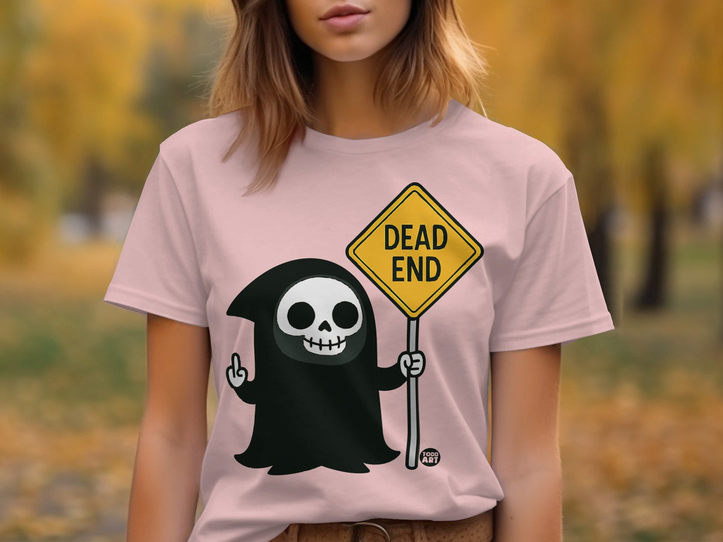 Dead End Grim Reaper Funny Graphic T-Shirt