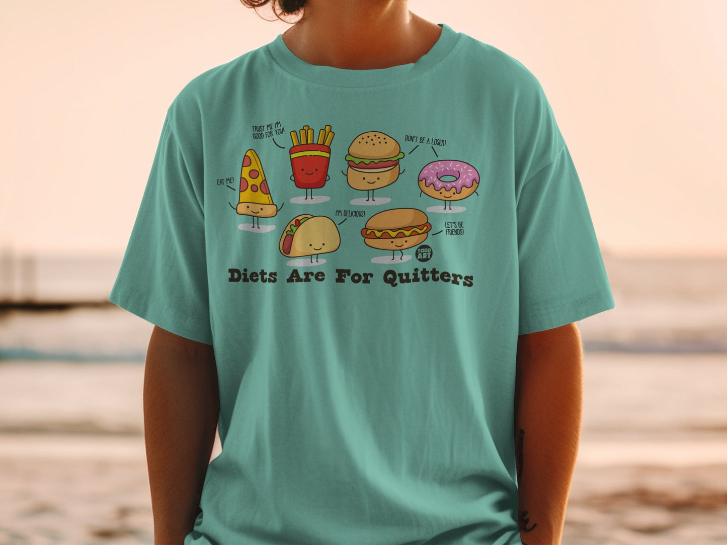 Diets Are For Quitters Graphic Fun T-Shirt