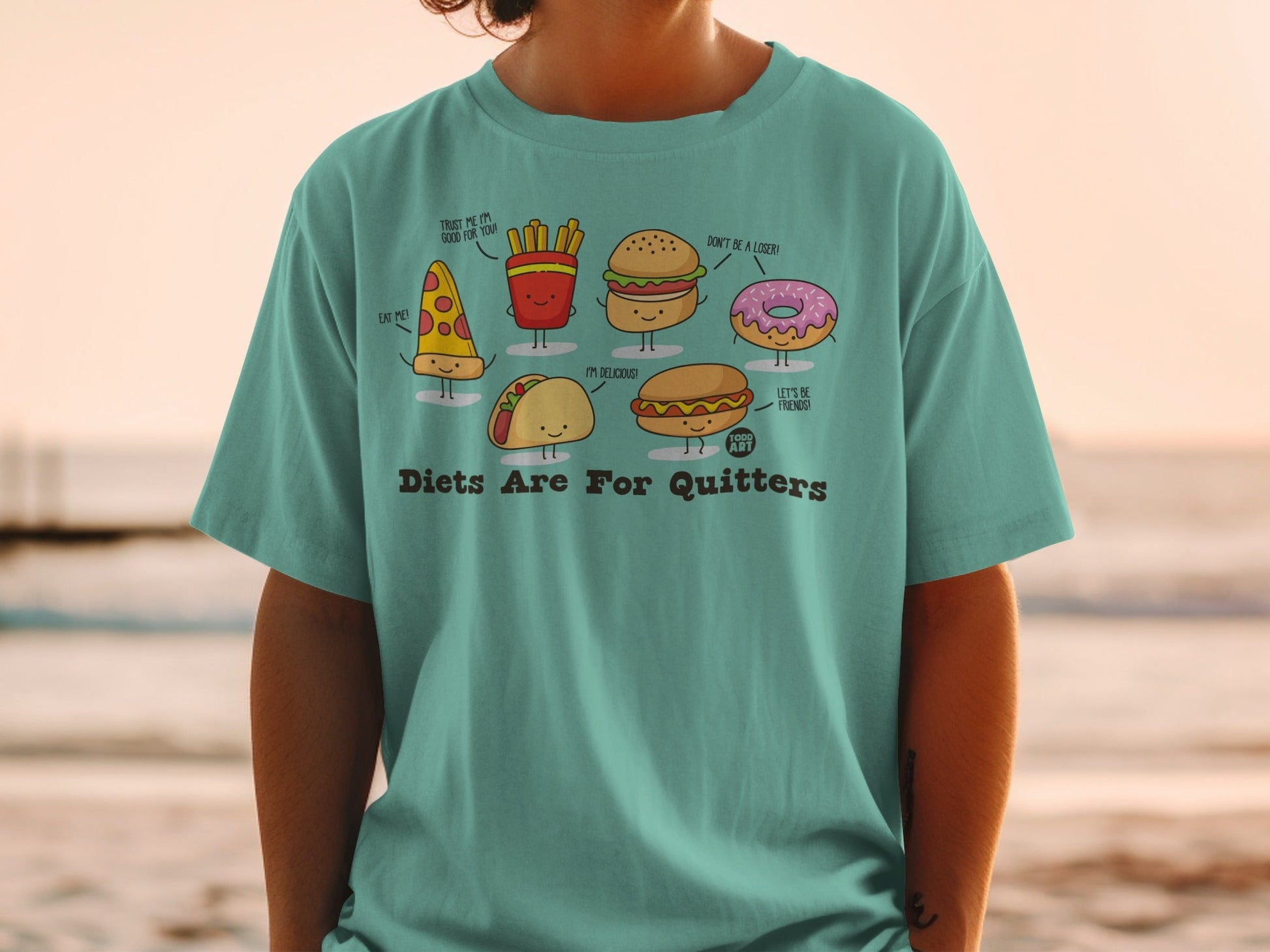 Diets Are For Quitters Graphic Fun T-Shirt