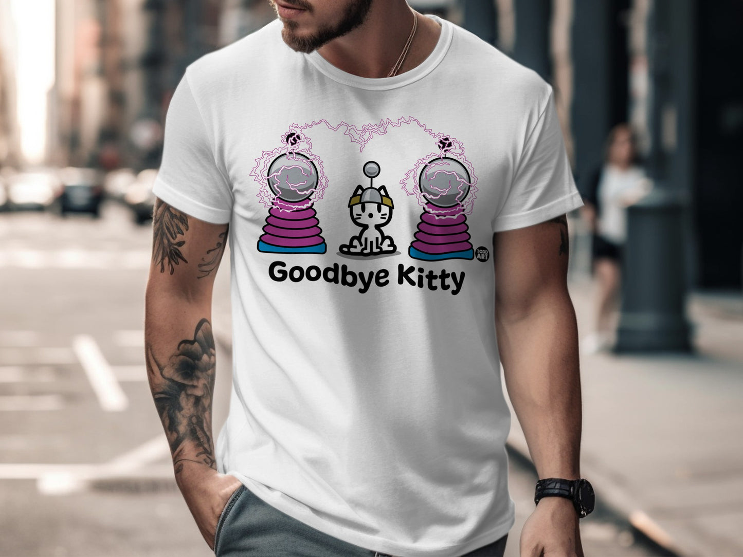 Goodbye Kitty Graphic Tee with Fun Cartoon Design