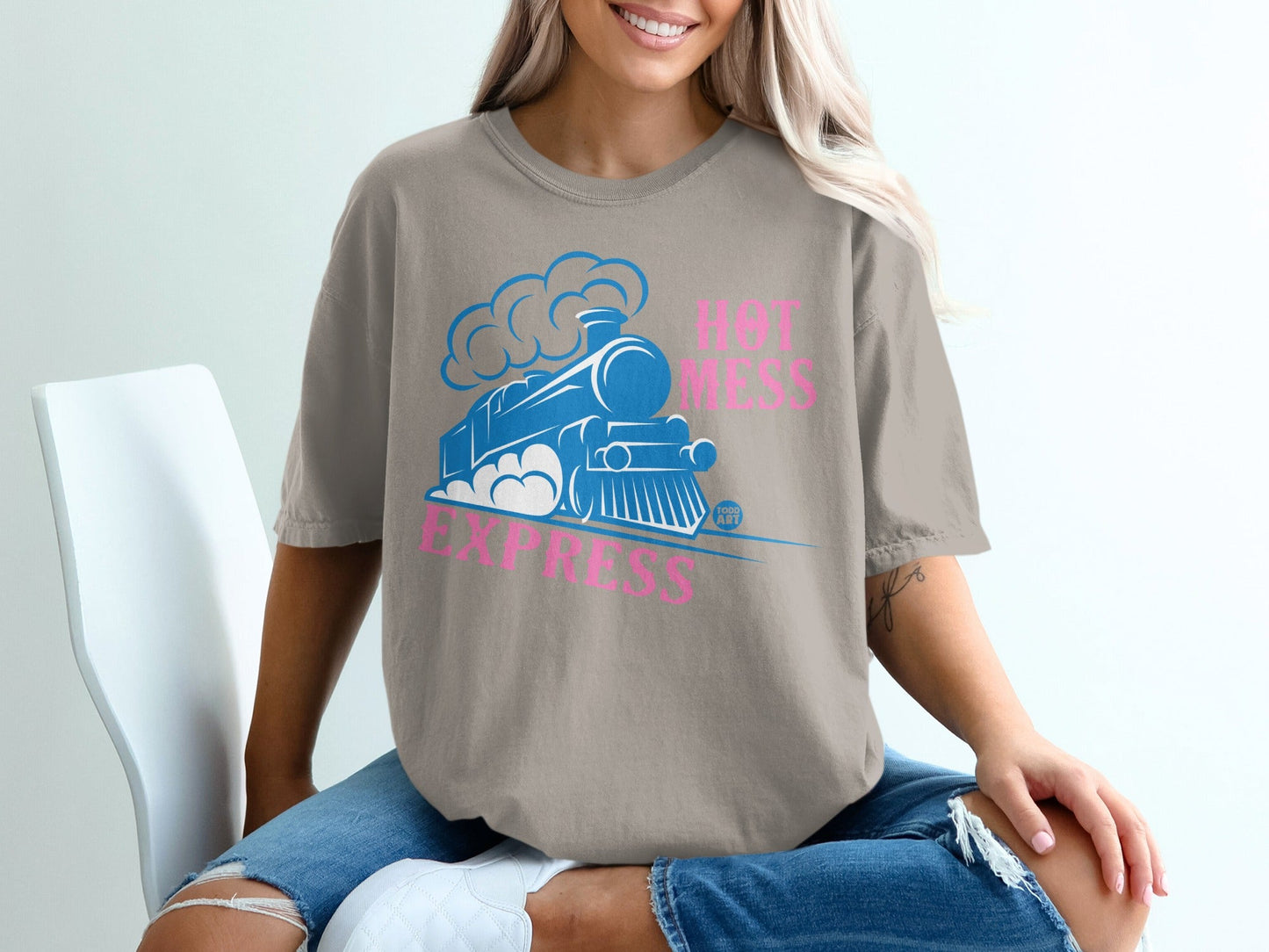 Hot Mess Express Cute Train Graphic T-shirt