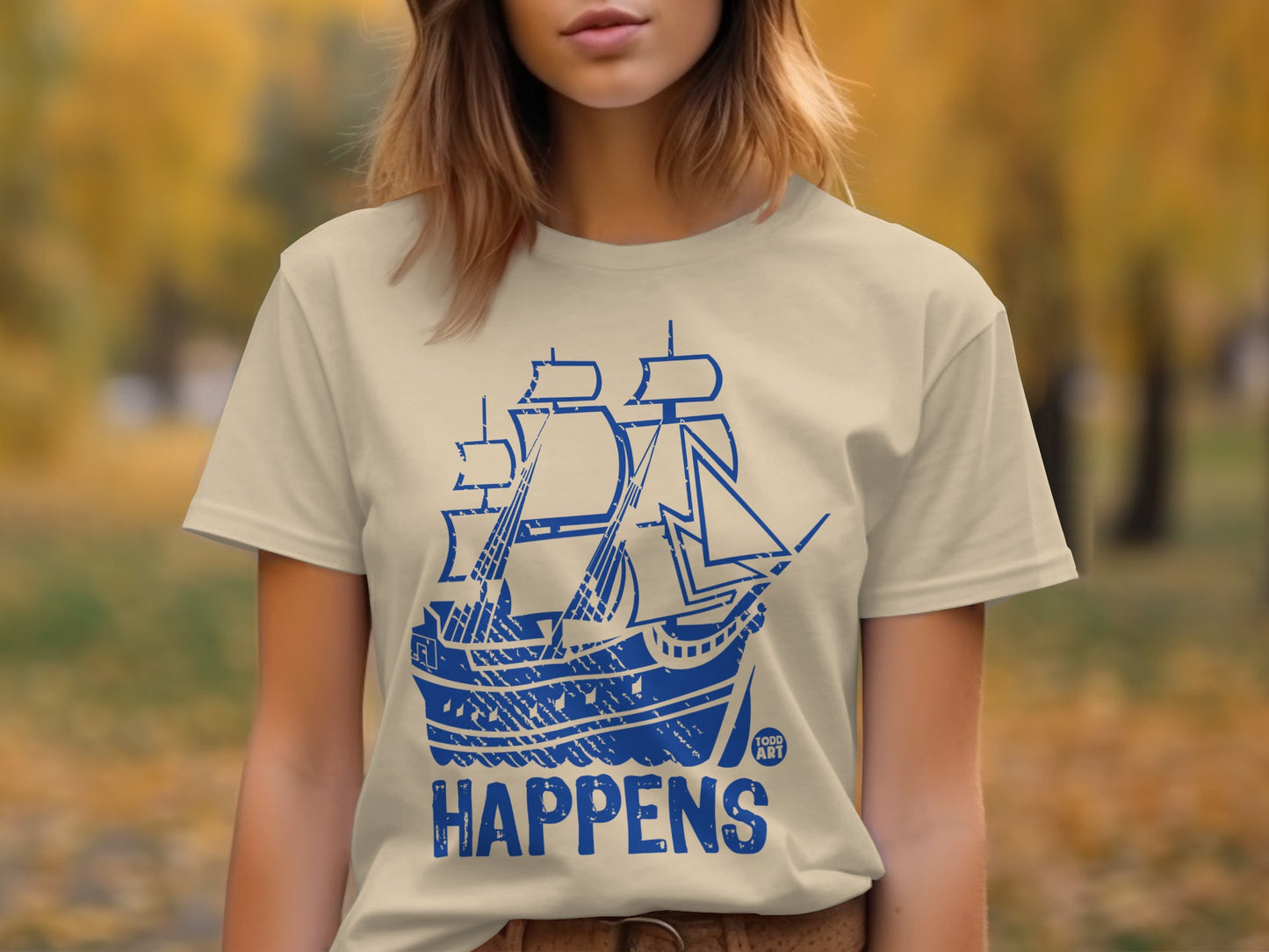 Vintage Ship Design HAPPENS Graphic T-Shirt