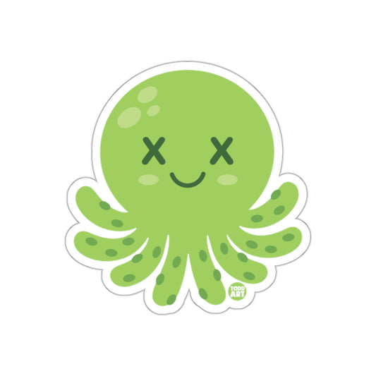 Cute Green Smiling Octopus Character Sticker