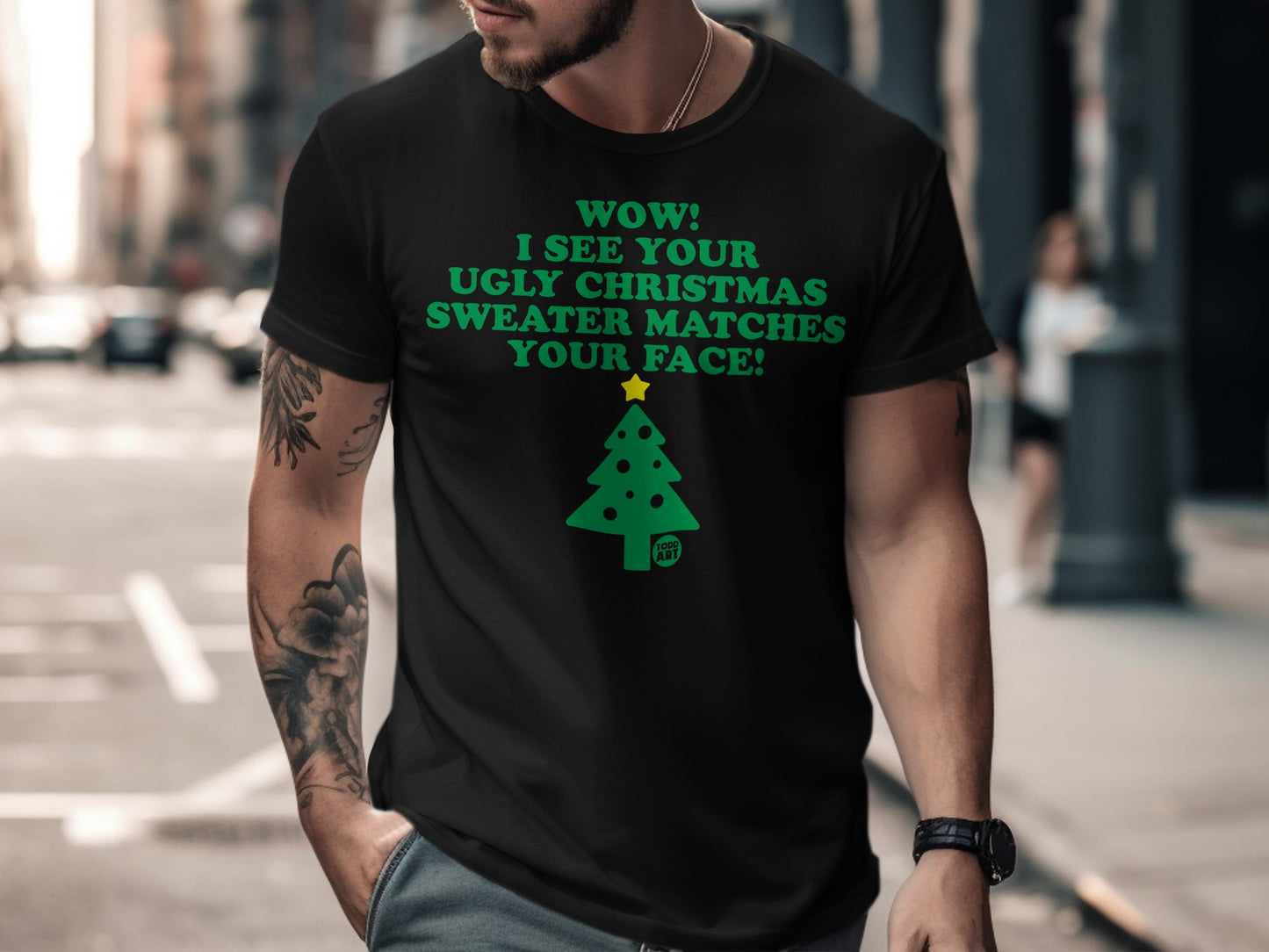 Wow I See Your Ugly Christmas Sweater Matches Your Face Shirt