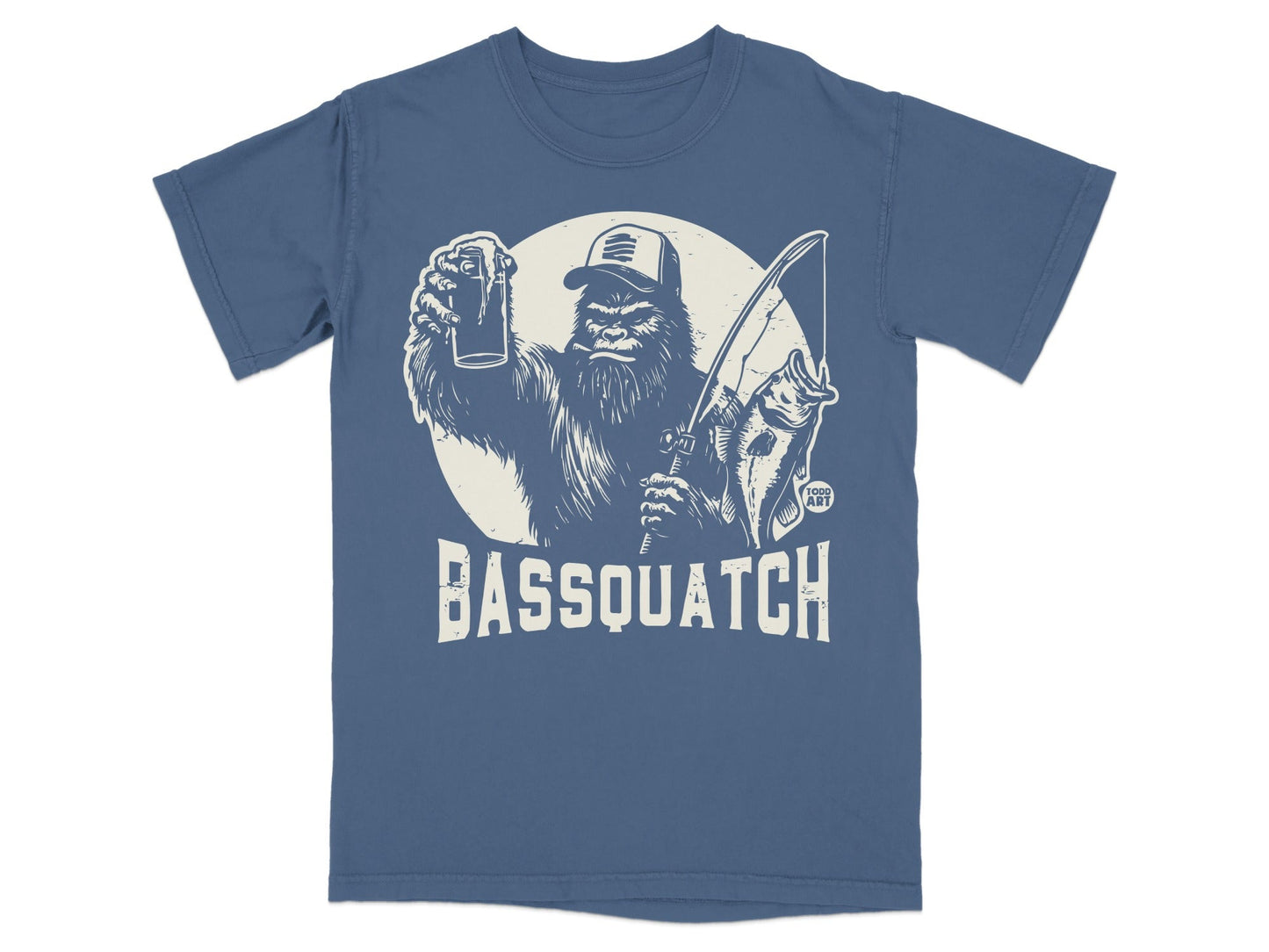 Bassquatch Bigfoot Beer Fishing Graphic T-Shirt