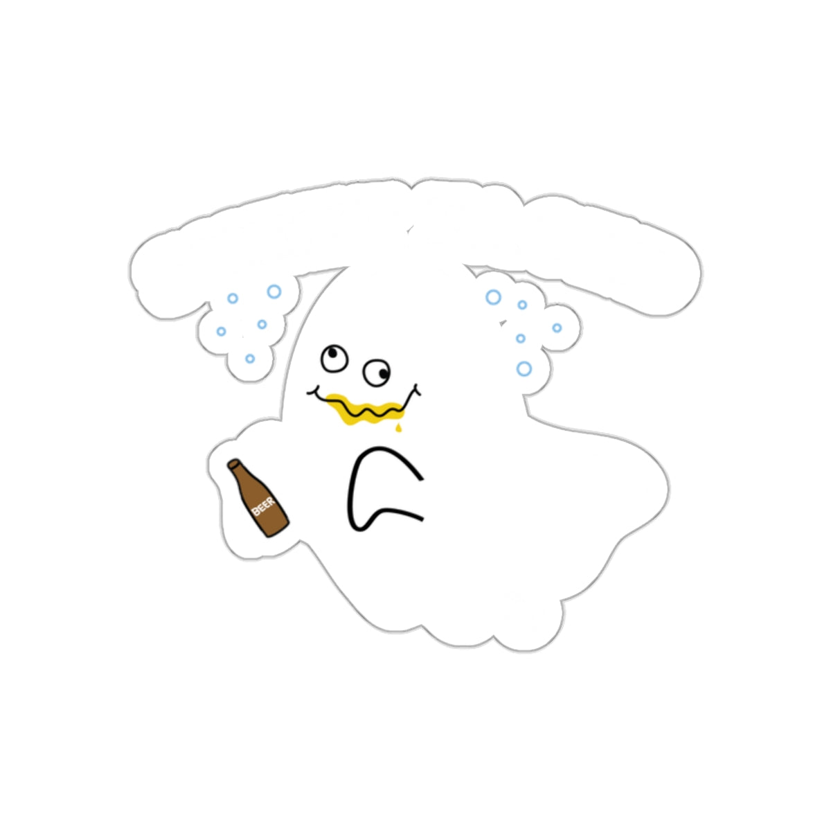 Funny Drunk Ghost with Beer Sticker for Halloween Fun