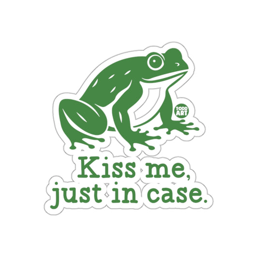 Kiss Me Just In Case Funny Frog Sticker