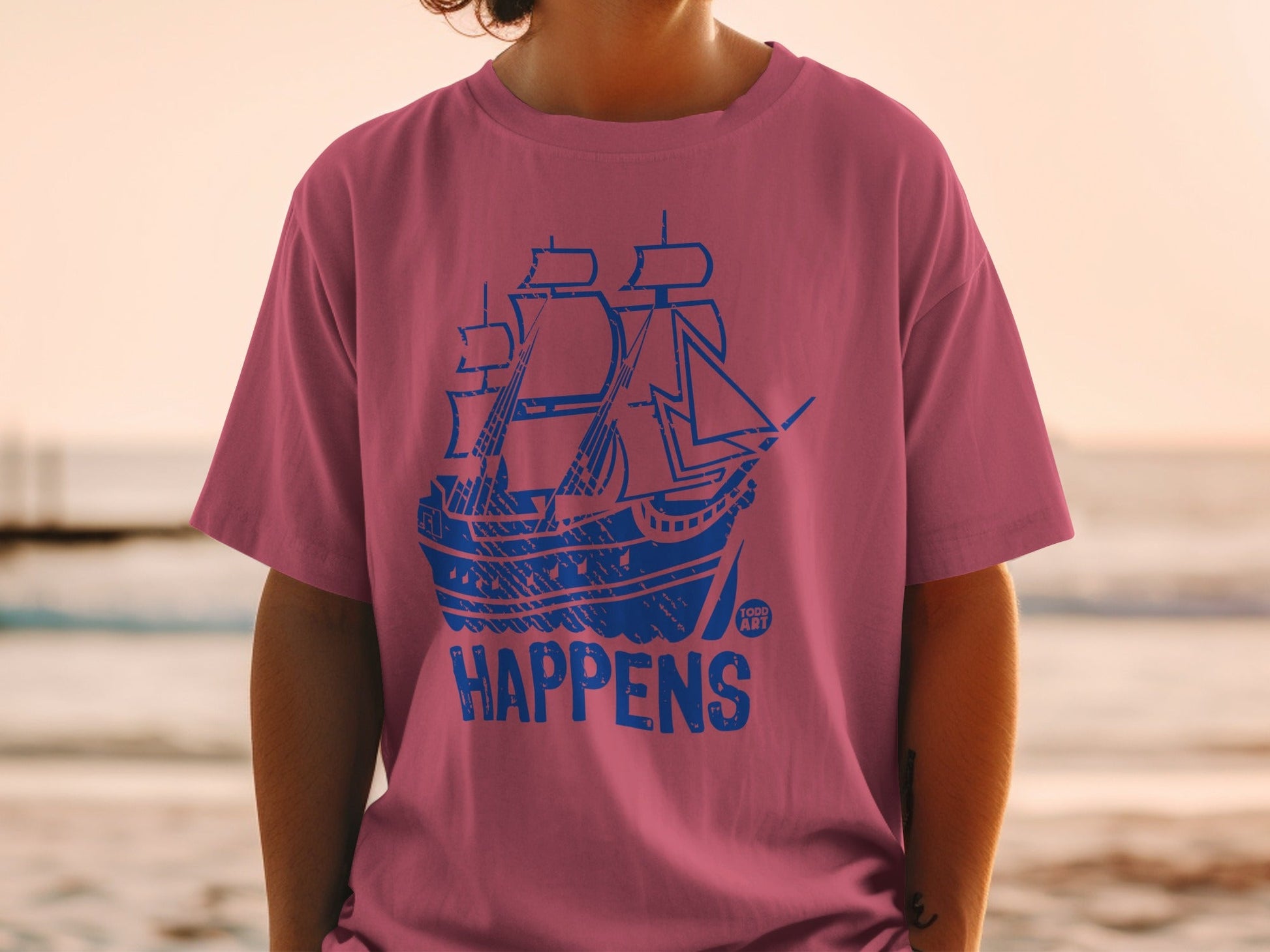 Happens Graphic Ship Design T-shirt